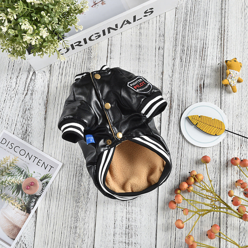 Dog-themed fleece-lined flight jacket