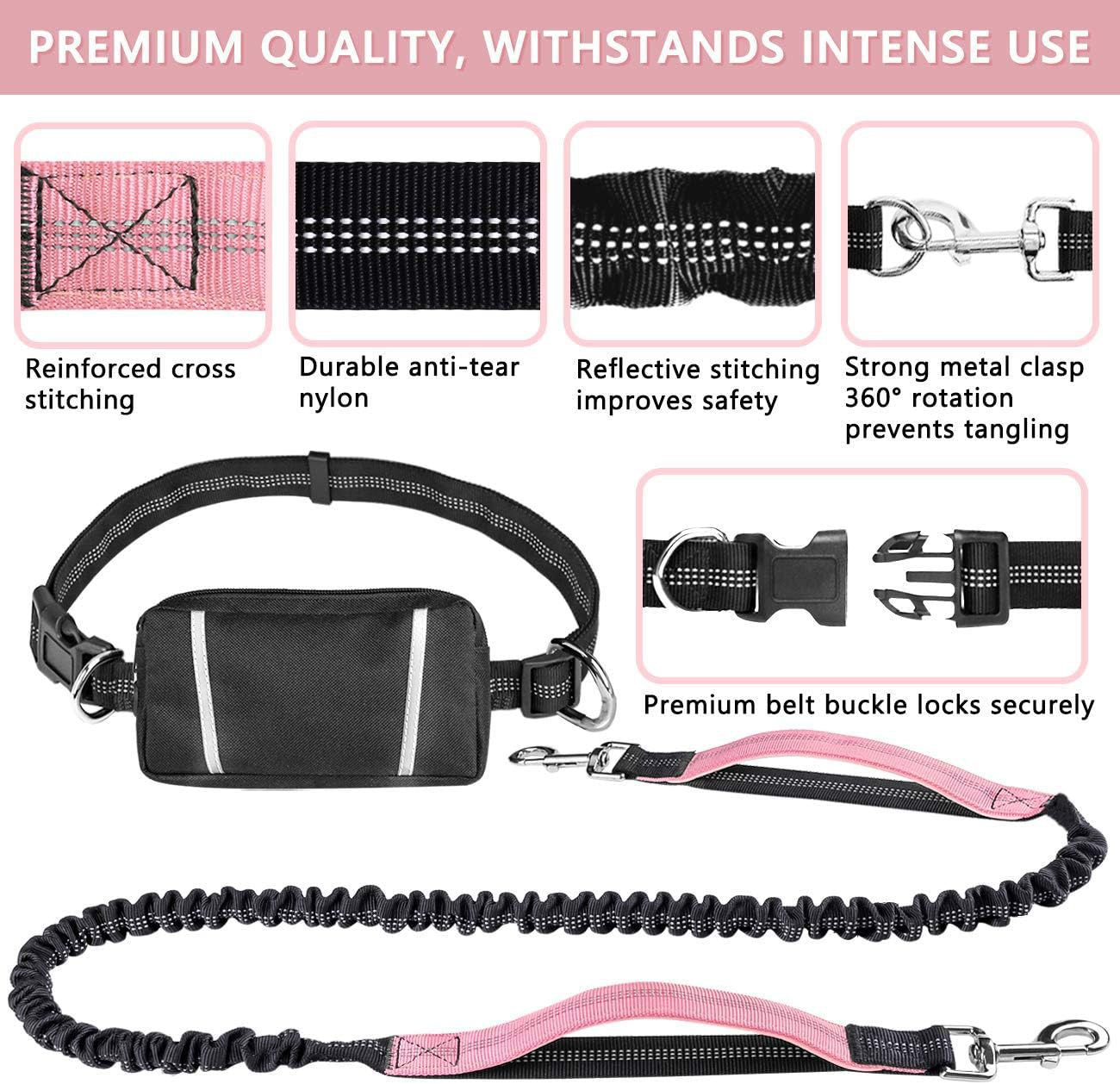 Pet running leash exercise waist bag set