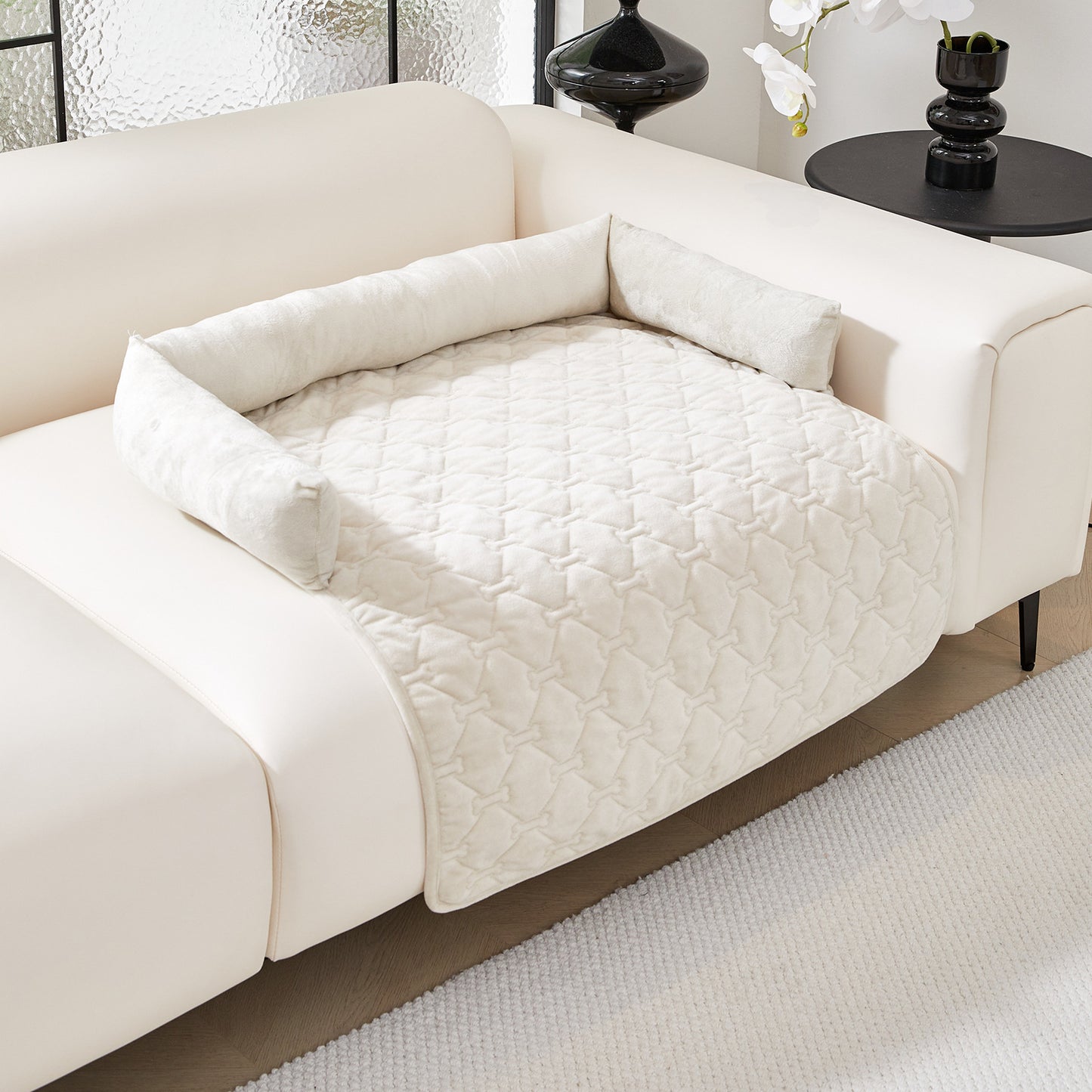 Plush Bone-Shaped Pet Bed with Pillow