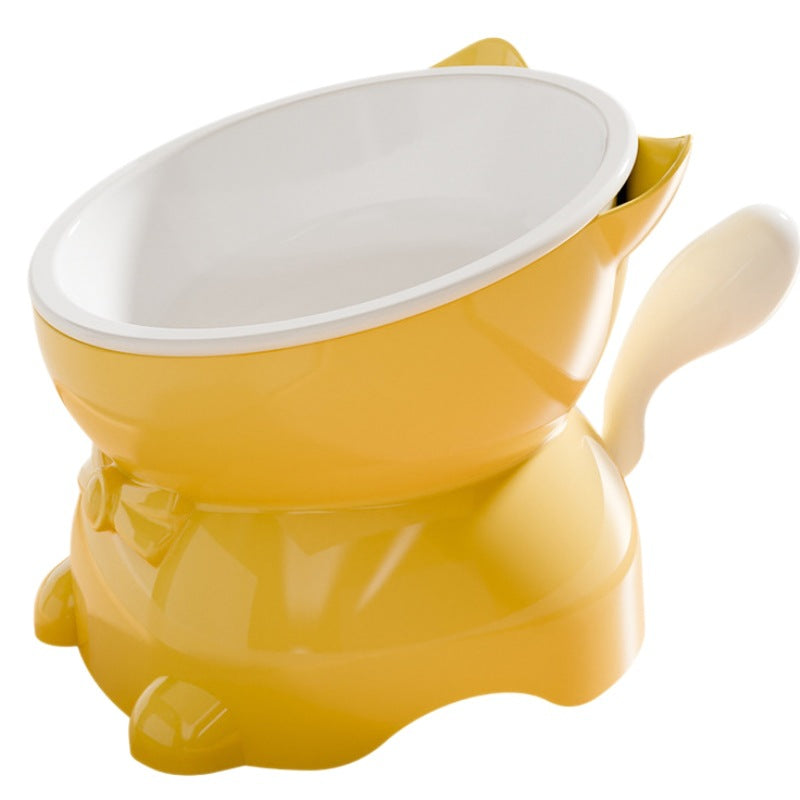 Slanted Stainless Steel Cat Bowl with Anti-Spill Base