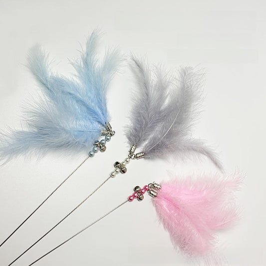 Durable Interactive Cat Teaser Stick with Feathers