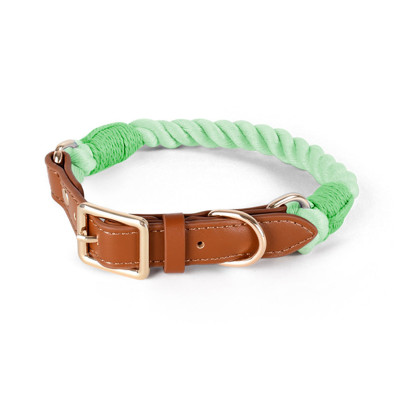 Handmade Cotton Dog Collar and Leash Set