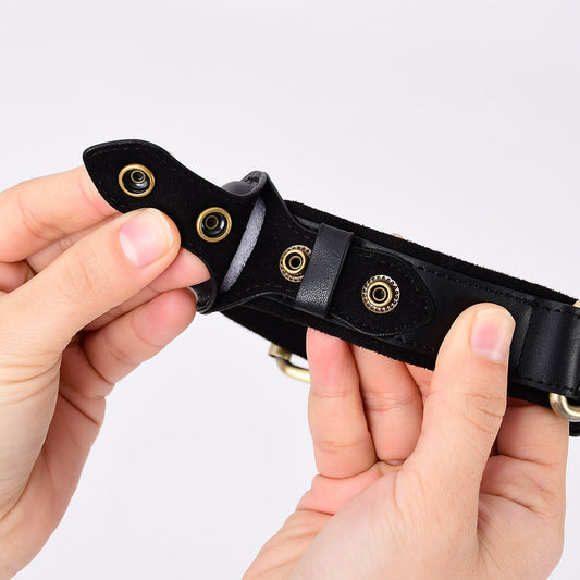 Adjustable Suede Dog Collar with AirTag Holder