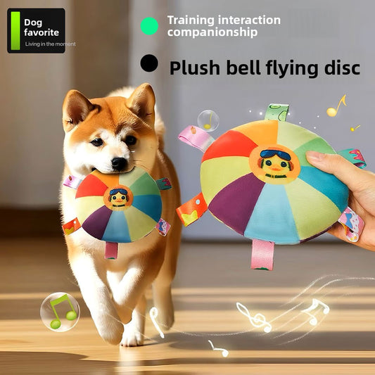 Plush vocal interactive dog frisbee