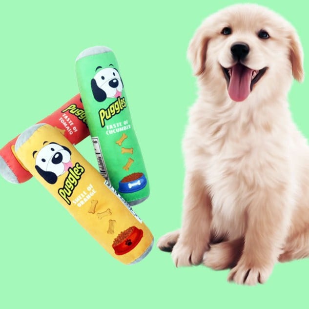 Pet Potato Chips Barrel-shaped Sound Toy Bite-resistant BB Dog Plush Toy