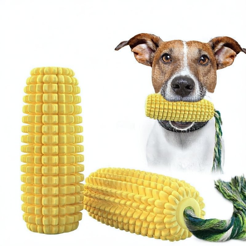 Dog Chew Toy ? Corn-Shaped Squeaky Molar Toothbrush Stick