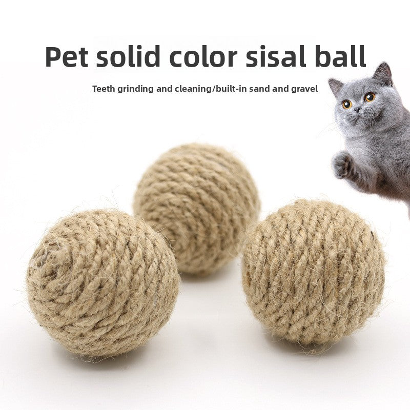 Pet Hemp Rope Ball with Sand Stone