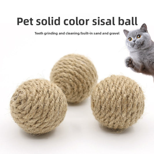 Pet Hemp Rope Ball with Sand Stone