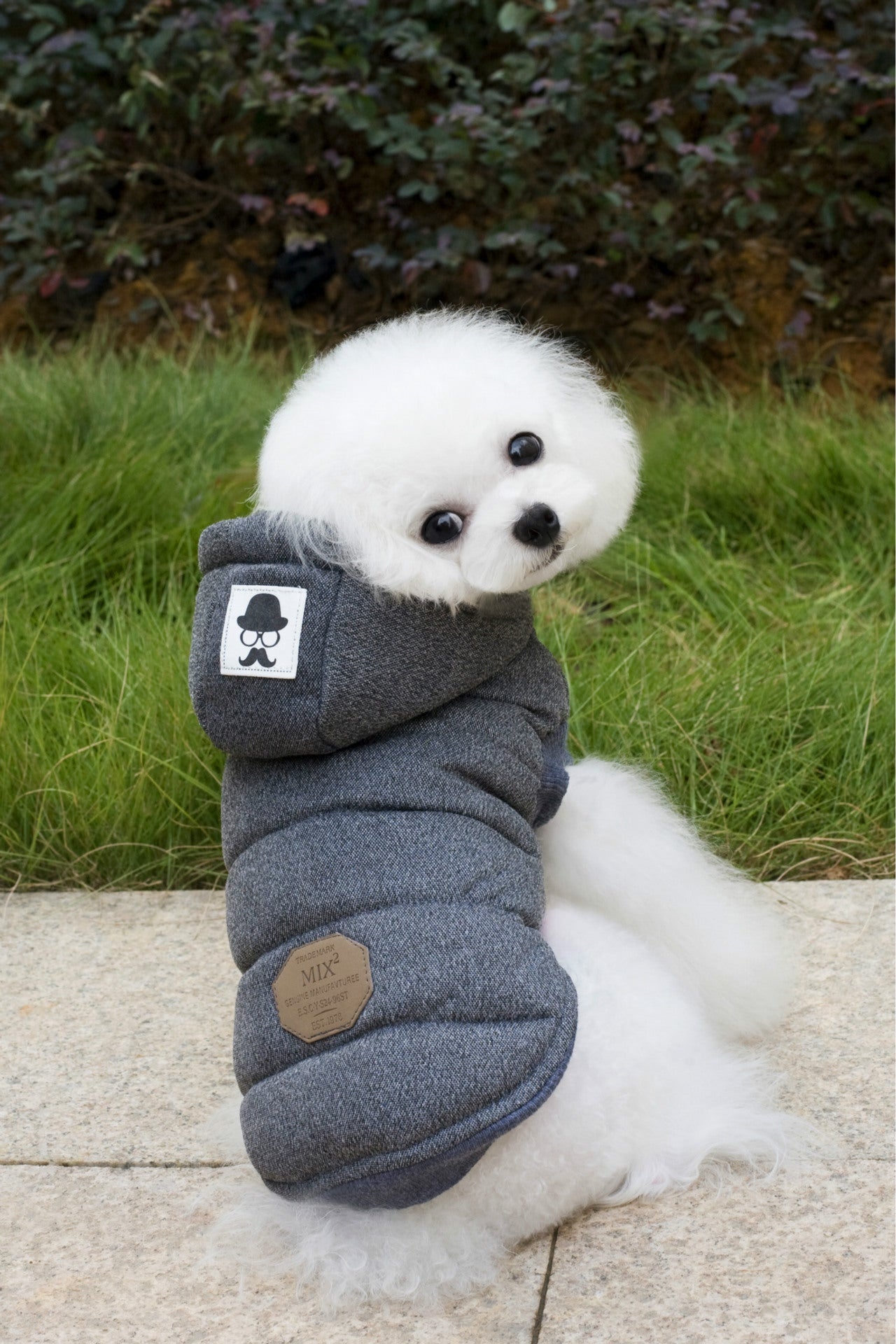 Dog clothing two-layered cotton coat on legs