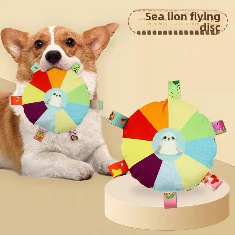 Plush vocal interactive dog frisbee