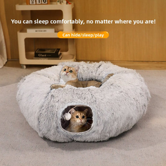 Foldable Plush Cat Tunnel Pet Nest