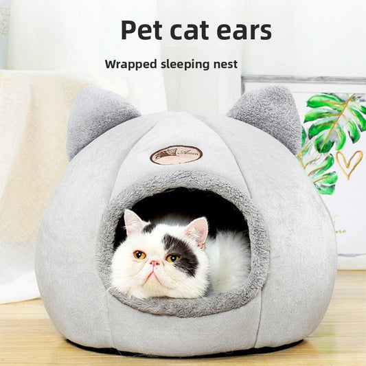 Semi-Closed Warm Pet Nest for Cats and Dogs