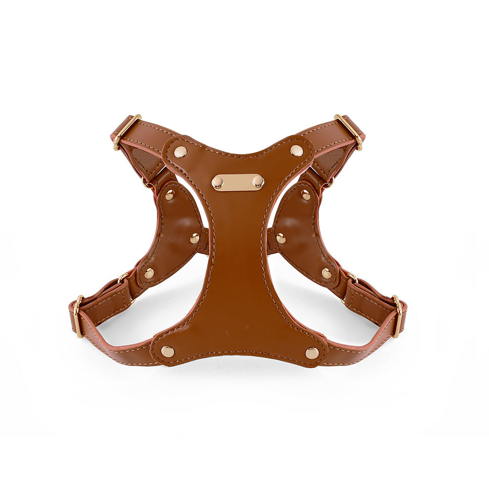 Soft Leather Dog Harness and Leash Set