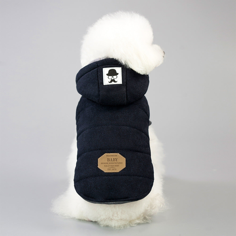 Dog clothing two-layered cotton coat on legs