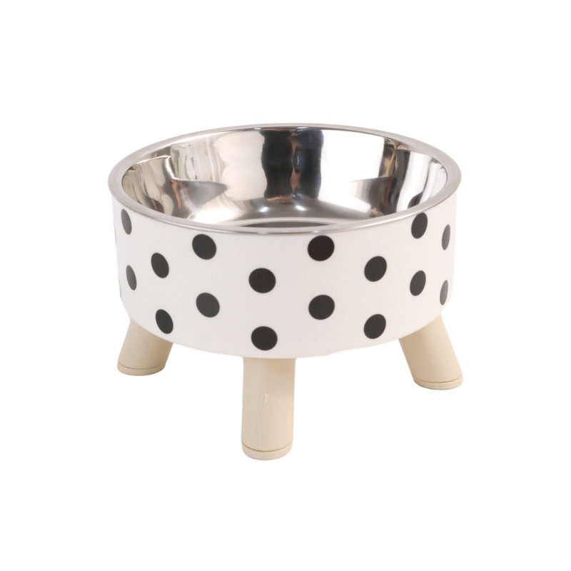 Cat bowl simple polka dot stainless steel