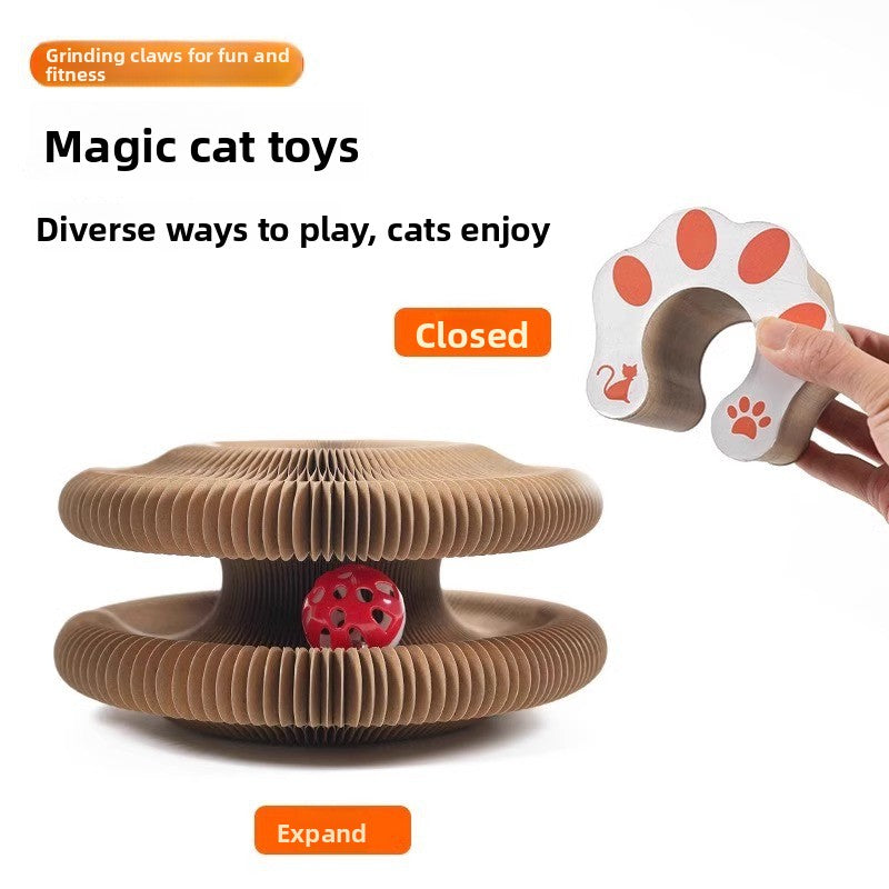 Round Corrugated Cat Scratch Board with Nest and Toys