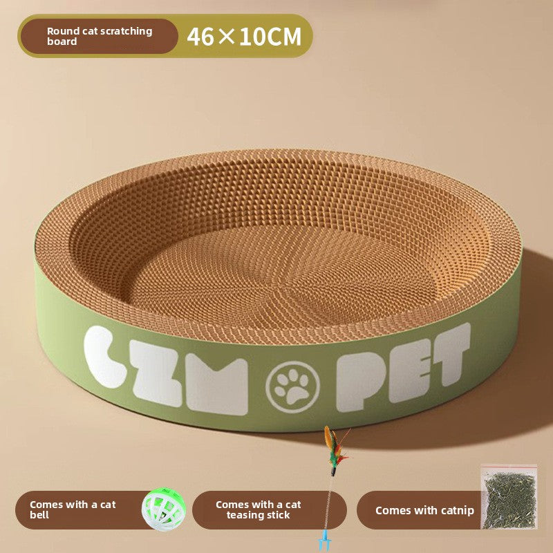 Round Corrugated Cat Scratch Board with Nest and Toys