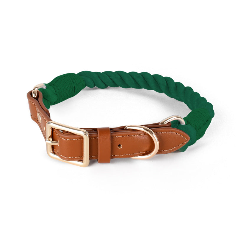 Handmade Cotton Dog Collar and Leash Set