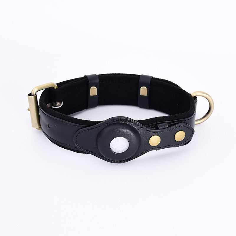 Adjustable Suede Dog Collar with AirTag Holder