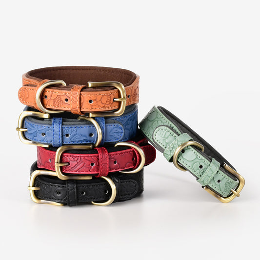 Patterned Leather Dog Collar