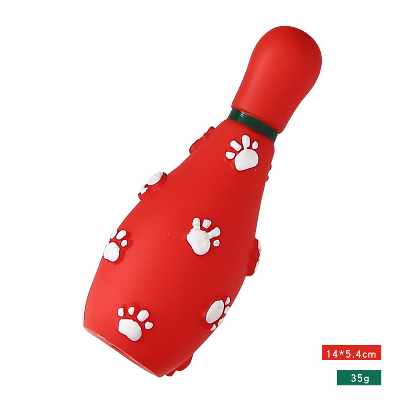 Rubber-coated vocalizing dog teething toy