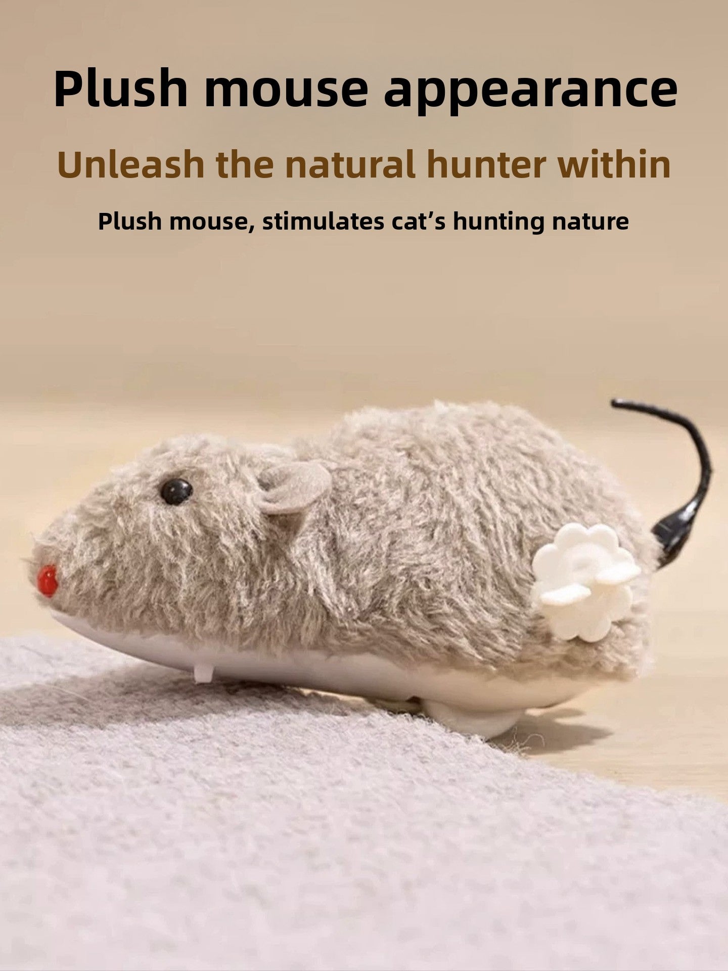 Wind-Up Cat Toy with Moving Mice and Interactive Features