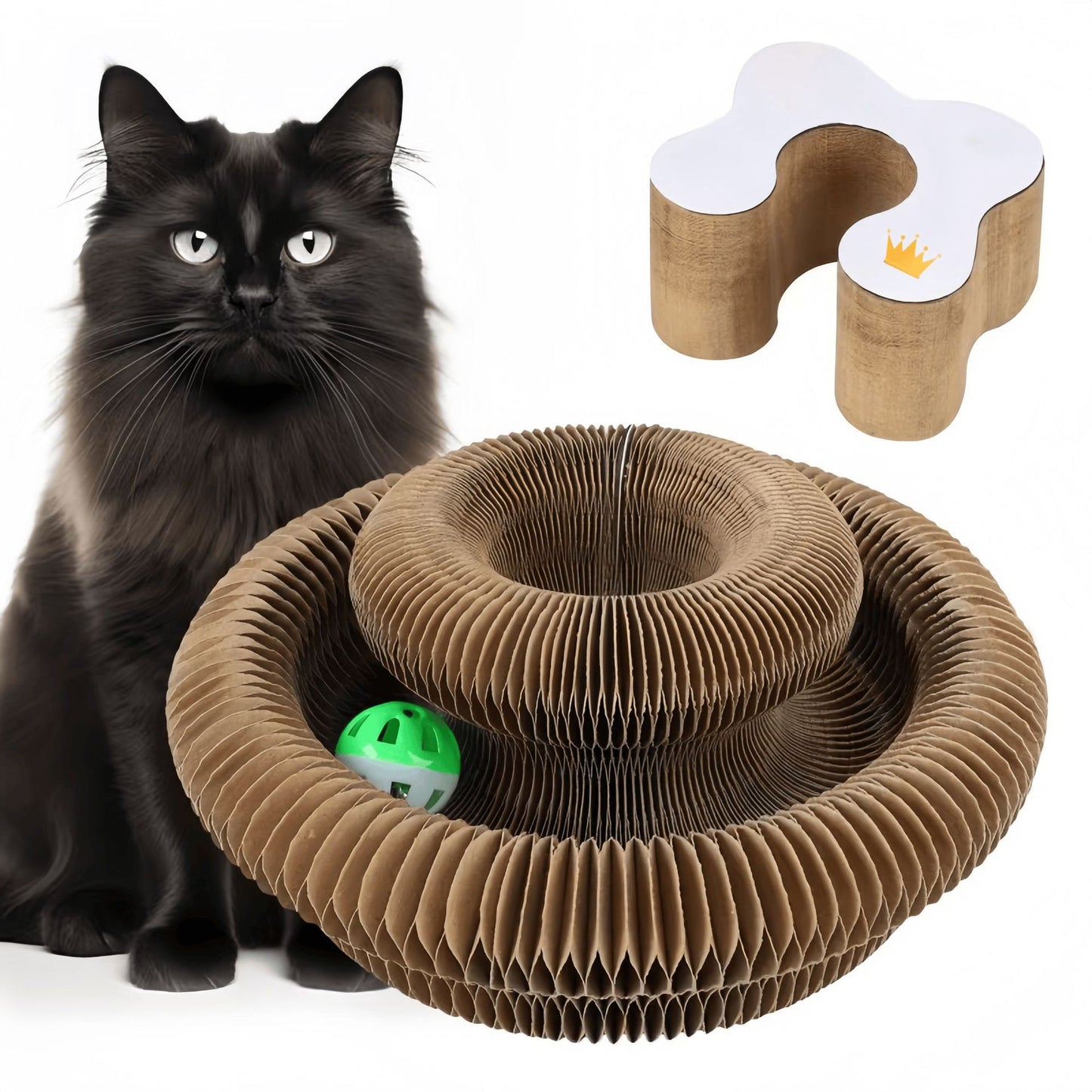 Round Corrugated Cat Scratch Board with Nest and Toys