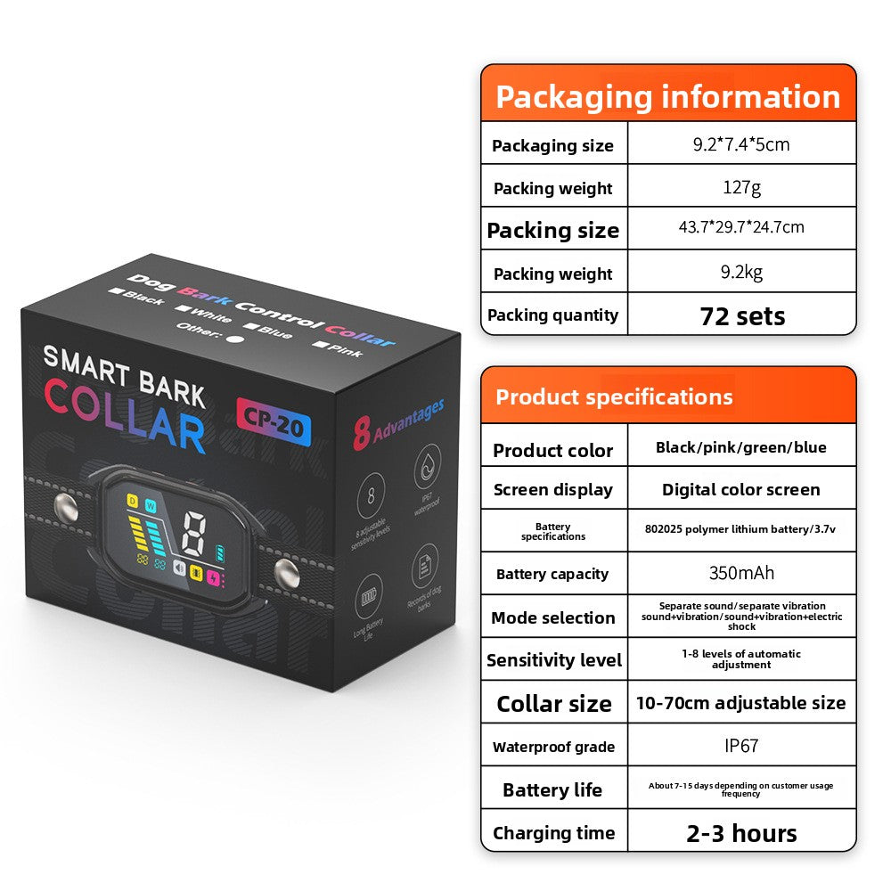 Color screen intelligent bark-stopping electric shock collar