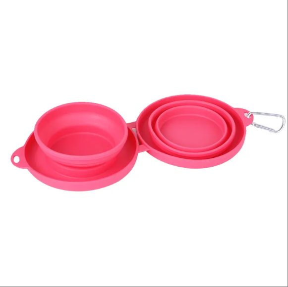 Collapsible Dual Pet Bowl ? Foldable Rubber Food & Water Dish for Dogs & Cats