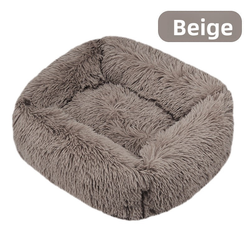 Square plush pet bed
