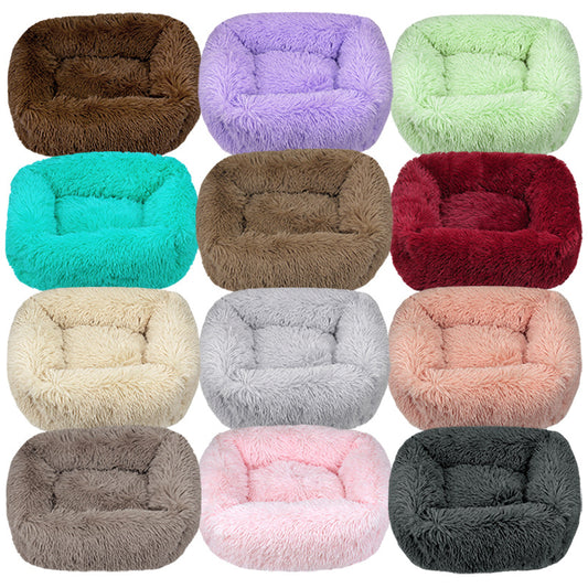 Square plush pet bed