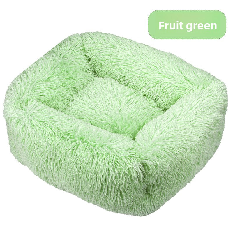 Square plush pet bed