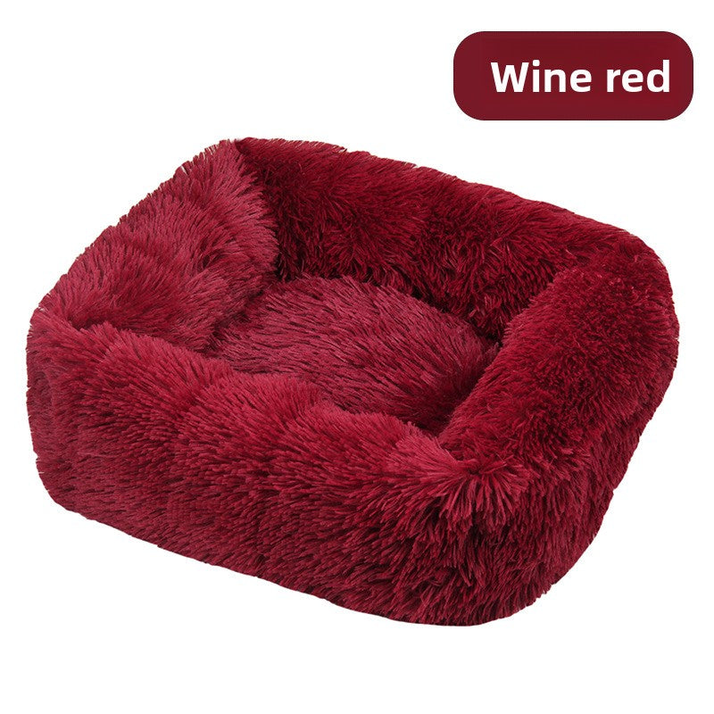 Square plush pet bed