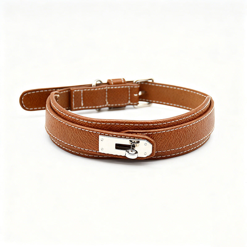 MOQ:200 Leather Dog Collar Leash with Waste Bag
