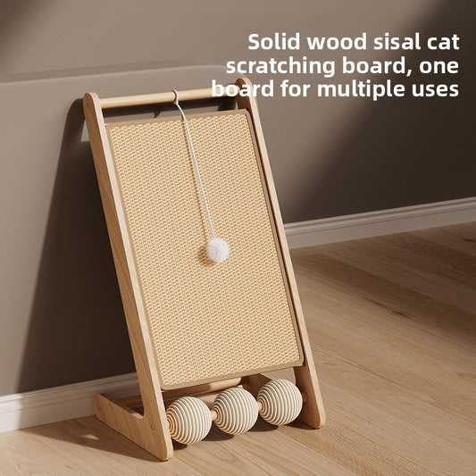 Vertical Solid Wood Cat Scratching Board with Sisal Pad