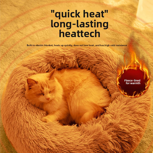 Heated Cat Bed with Adjustable Temperature and Washable Cover