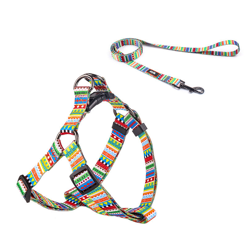 Pet dog collar chest and back leash