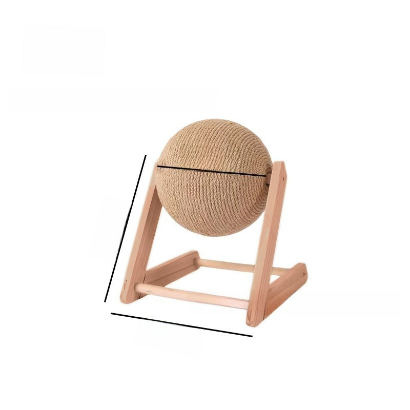 Wooden Cat Scratching Ball with Hemp Rope