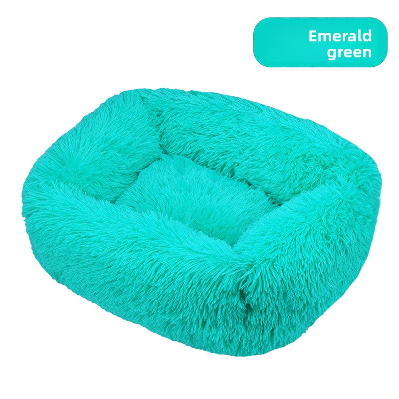 Square plush pet bed