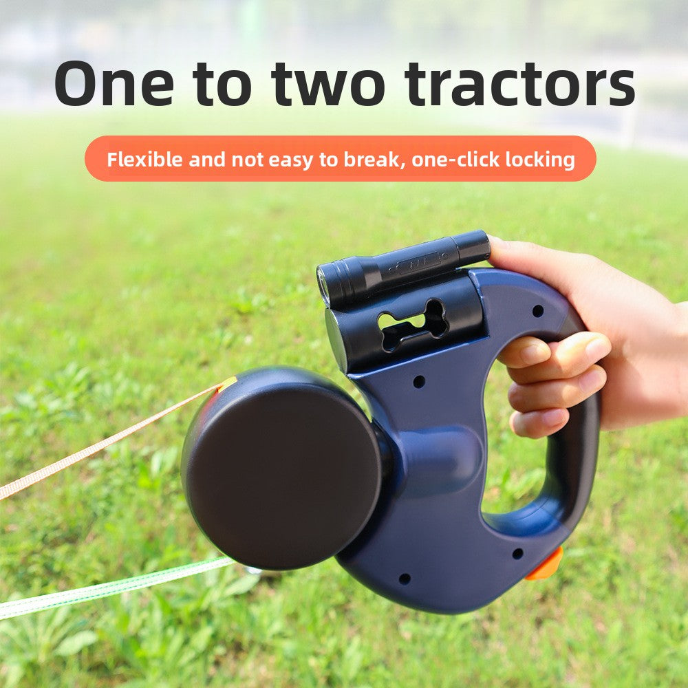 One-to-two automatic pet leash