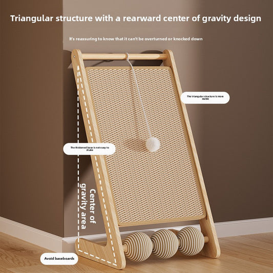 Vertical Solid Wood Cat Scratching Board with Sisal Pad