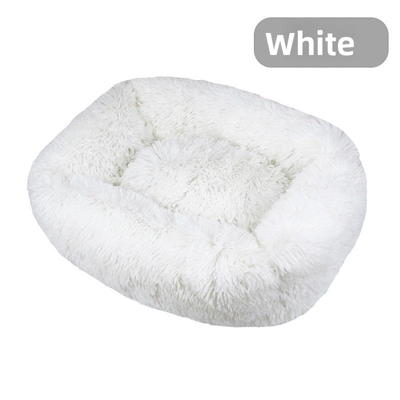 Square plush pet bed