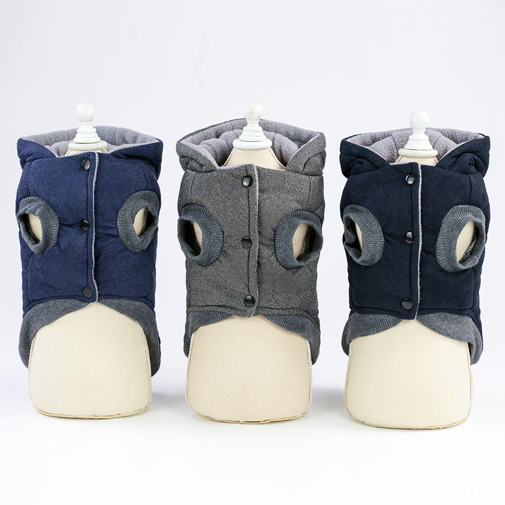 Dog clothing two-layered cotton coat on legs