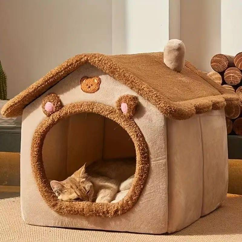 Cat bed house type winter insulation puppy bed cat bed