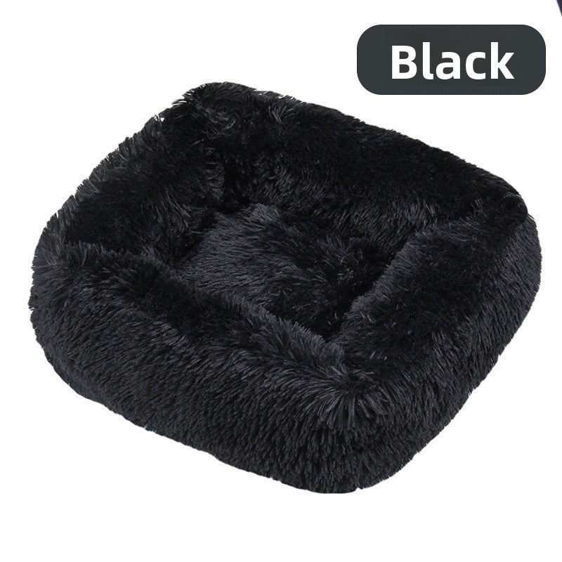 Square plush pet bed