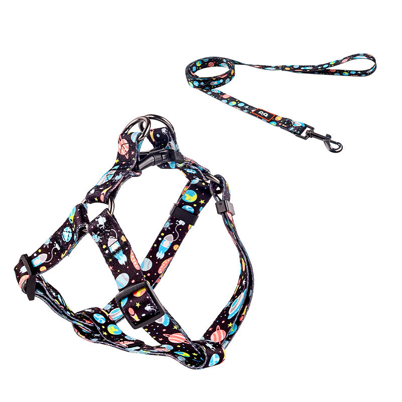 Pet dog collar chest and back leash