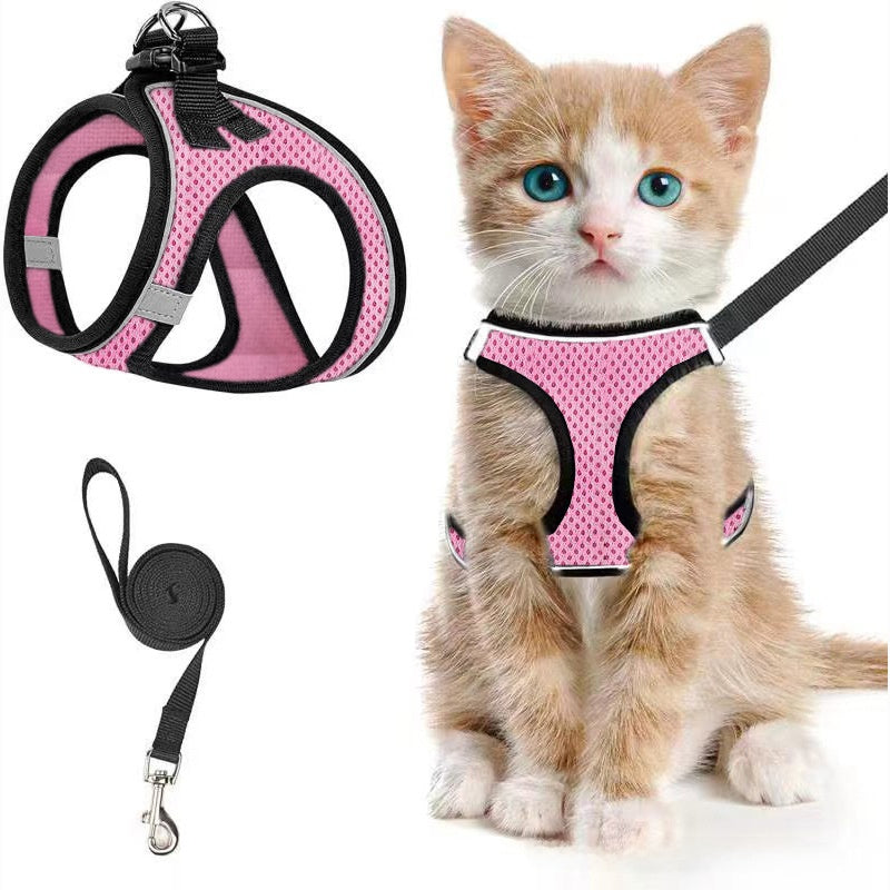 Breathable Reflective Cat Dog Harness Leash