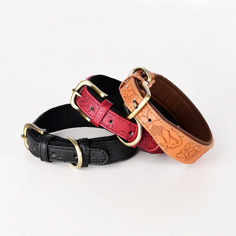 Patterned Leather Dog Collar