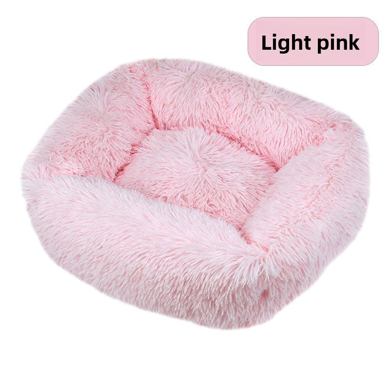 Square plush pet bed