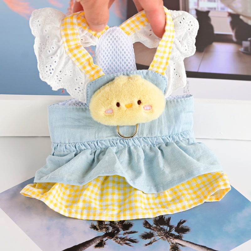 Princess Cotton Pet Dog Dress with Leash for Small Breeds